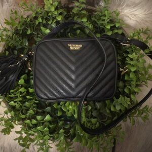 Victoria's Secret Chevron Black Crossbody Bag